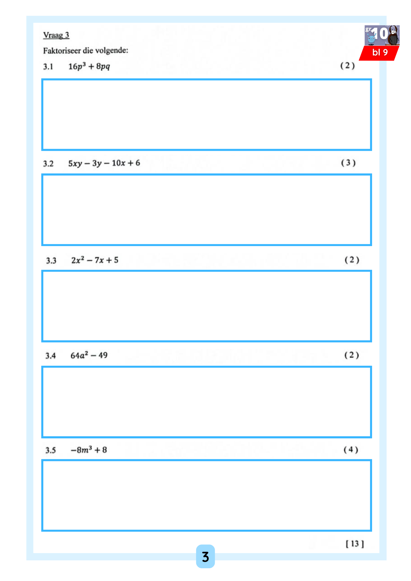 WERKBOEK: Gr10 Eksamen TJOM VRAESTEL & MEMO (*slegs GEWONE WISKUNDE)